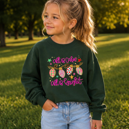 All Is Calm Christmas Youth Crewneck Sweatshirt