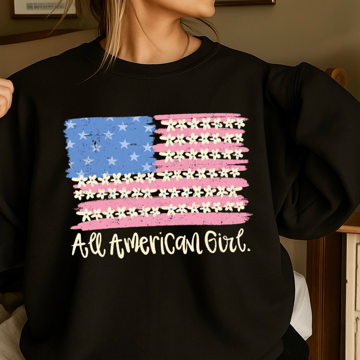 All American Girl Crewneck Sweatshirt