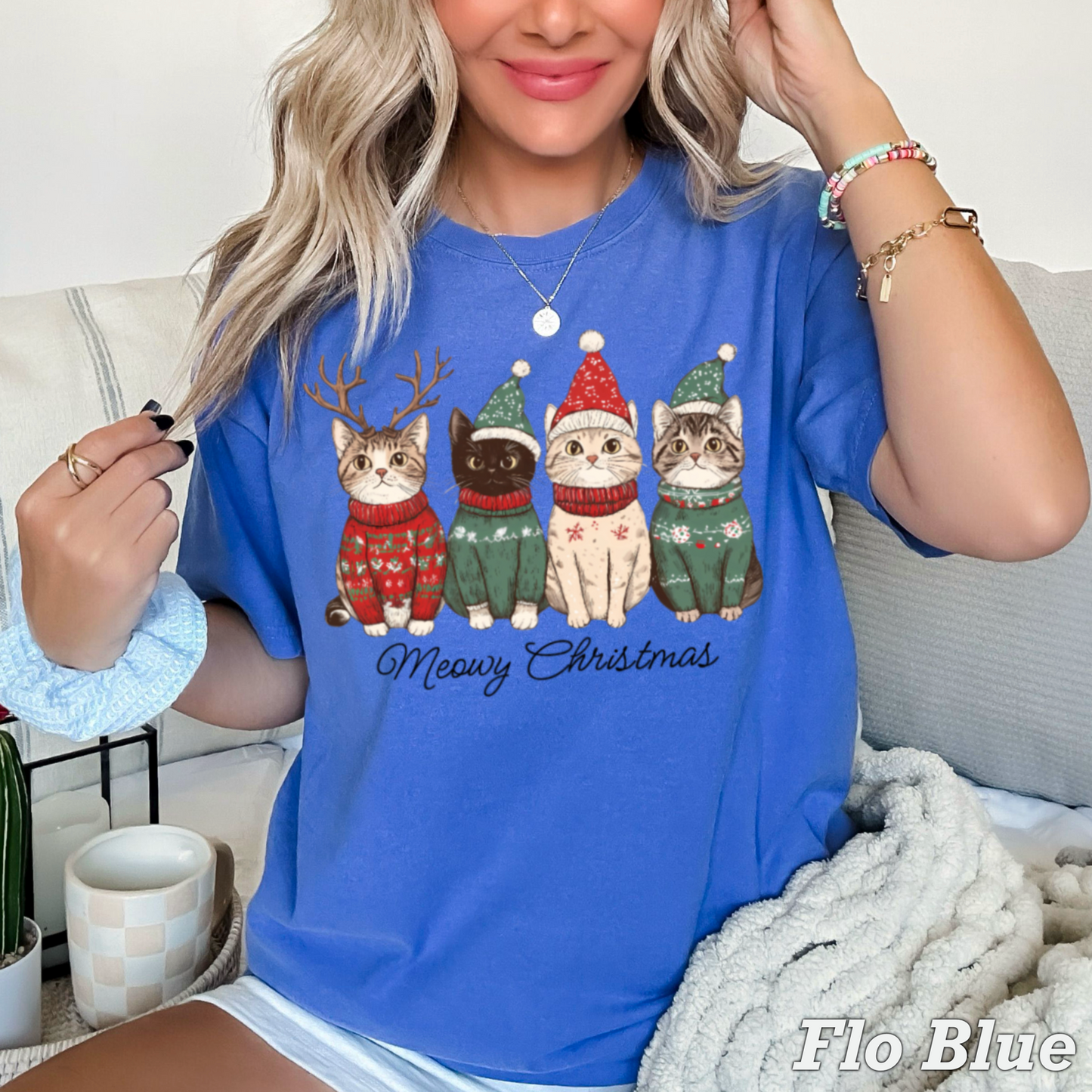 Meowy Christmas Comfort Color Graphic Tee