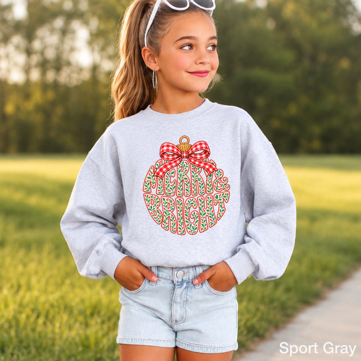 Merry & Bright Christmas Youth Crewneck Sweatshirt