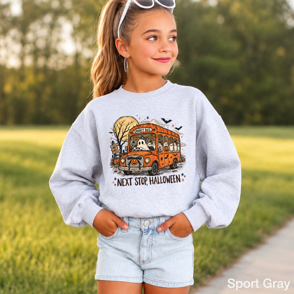 Next Stop Halloween Youth Crewneck Sweatshirt
