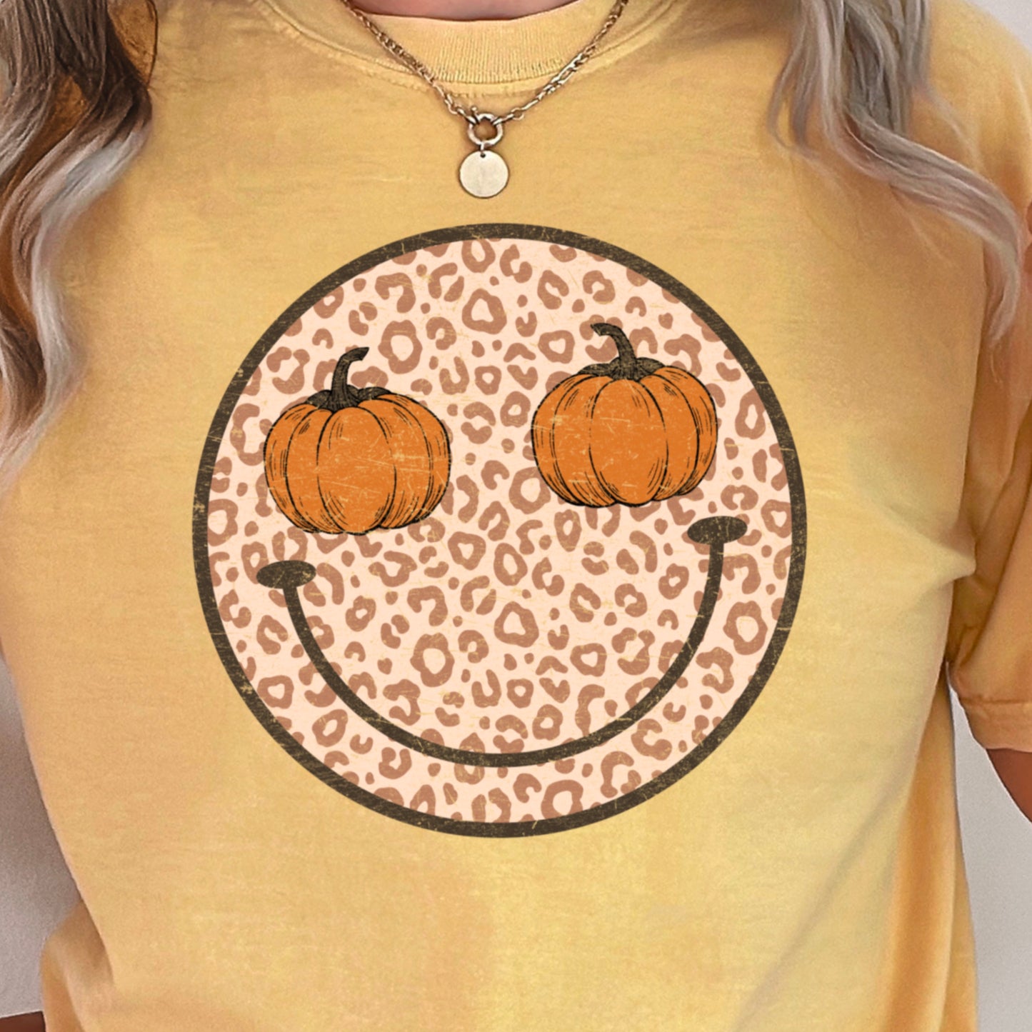 Leopard Pumpkin Face Comfort Color Graphic Tee