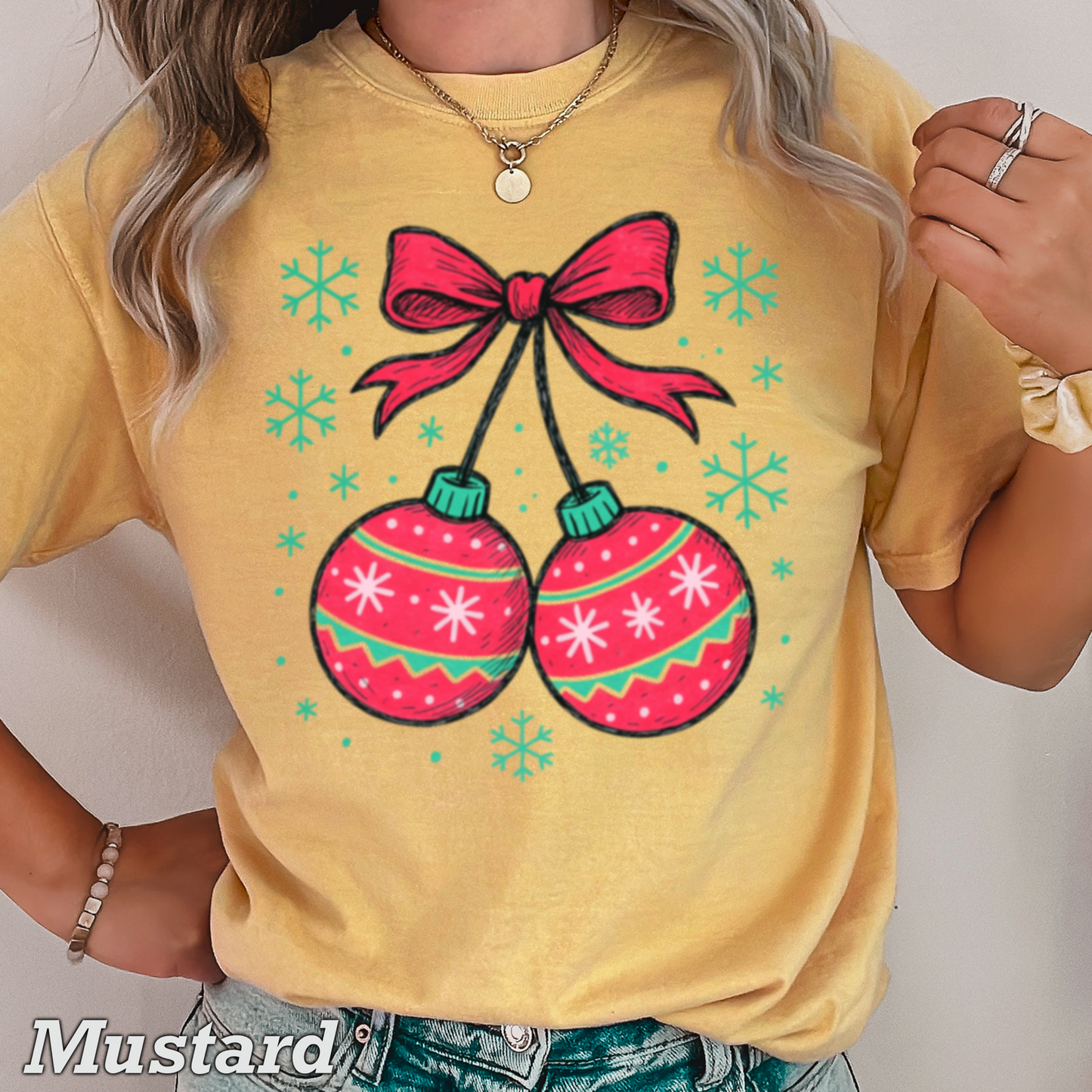 Christmas Cherries Comfort Color Graphic Tee