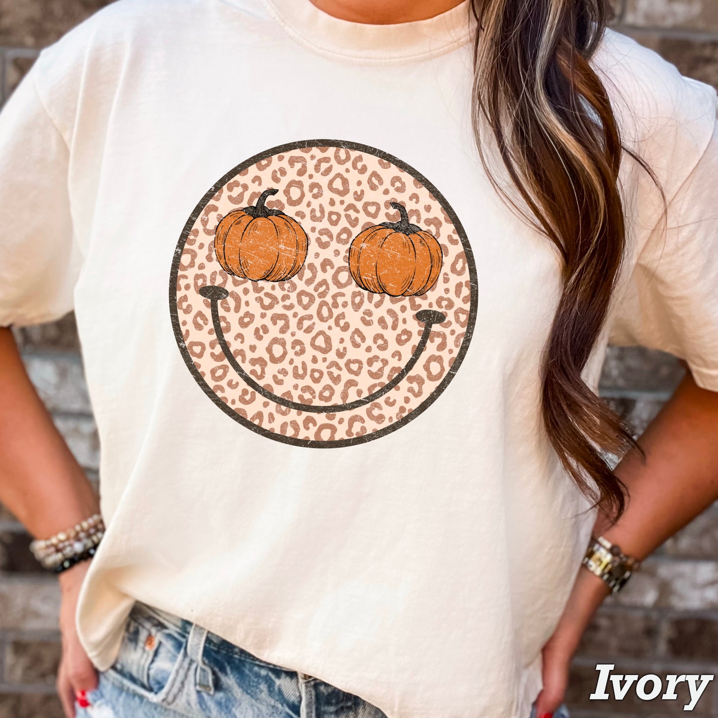Leopard Pumpkin Face Comfort Color Graphic Tee