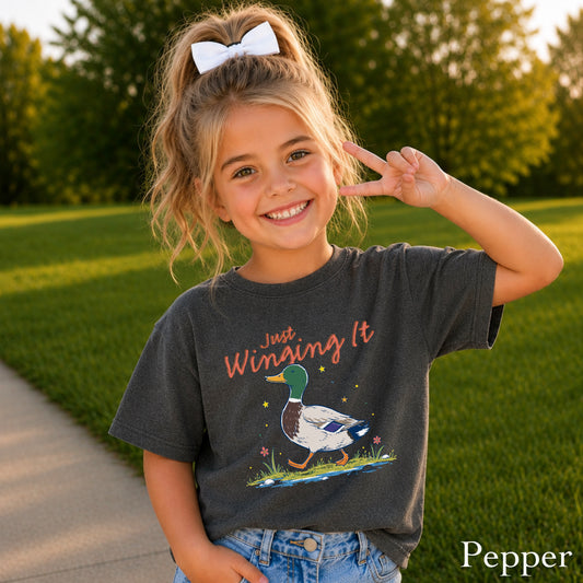Just Winging It Mallard Duck Youth Comfort Color T-Shirt