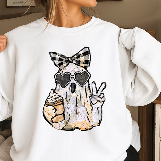 Preppy Ghost Halloween Crewneck Sweatshirt
