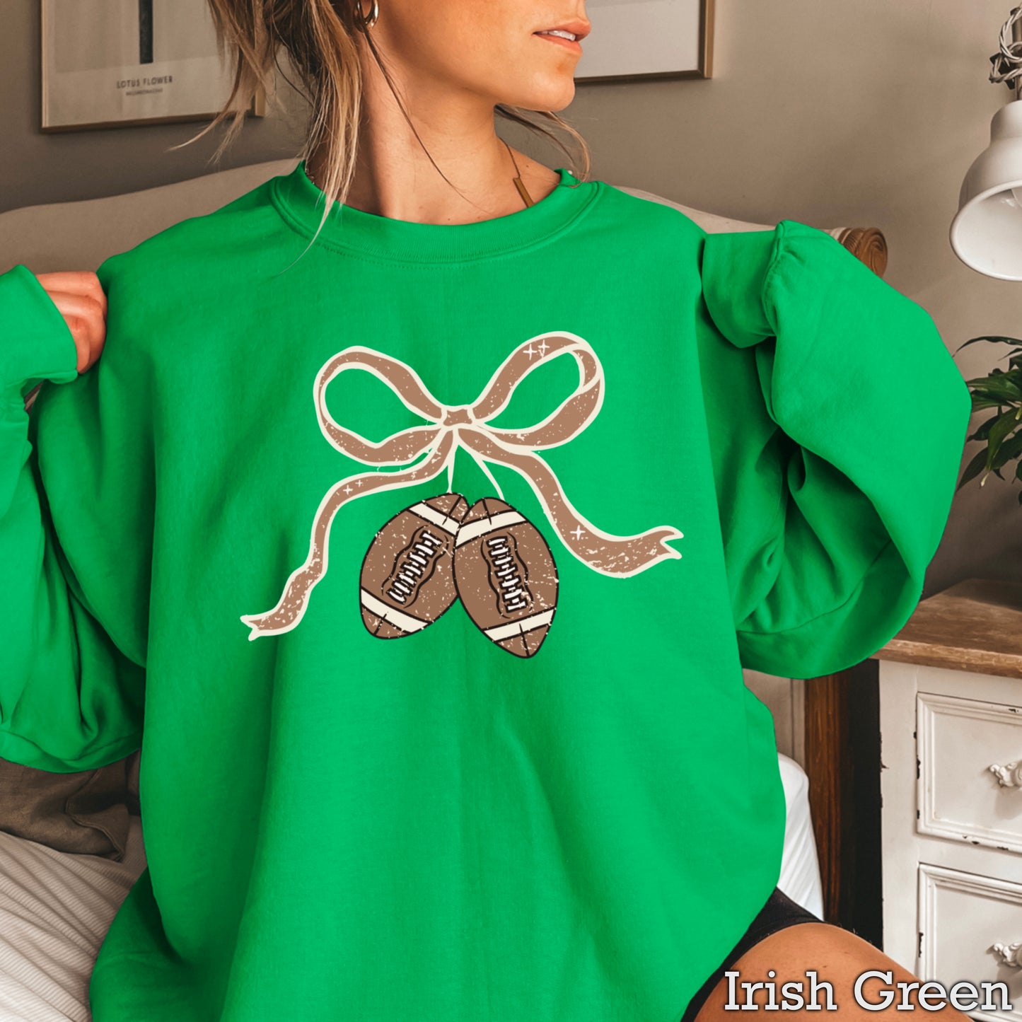 Coquette Football Game Day Bow Crewneck Sweatshirt