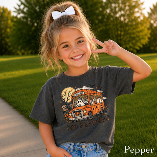 Next Stop Halloween Youth Comfort Color T-Shirt
