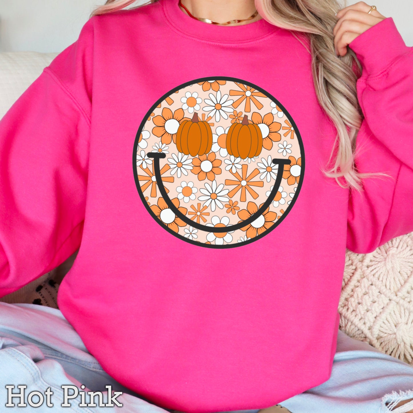 Floral Face Pumpkin Crewneck Sweatshirt