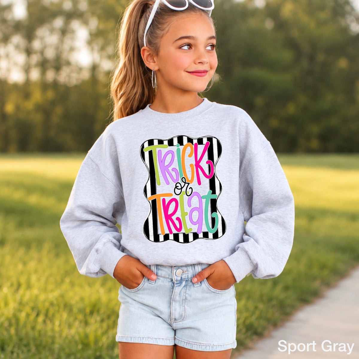 Trick Or Treat Halloween Youth Crewneck Sweatshirt