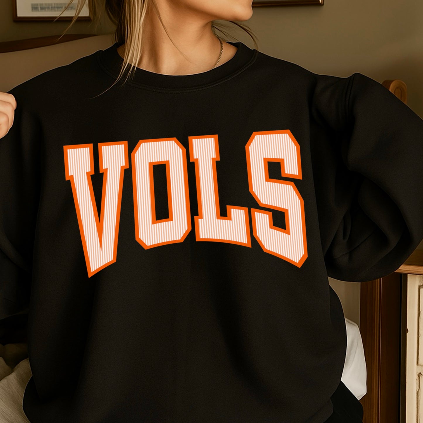 Orange & White College Game Day Crewneck Sweatshirt