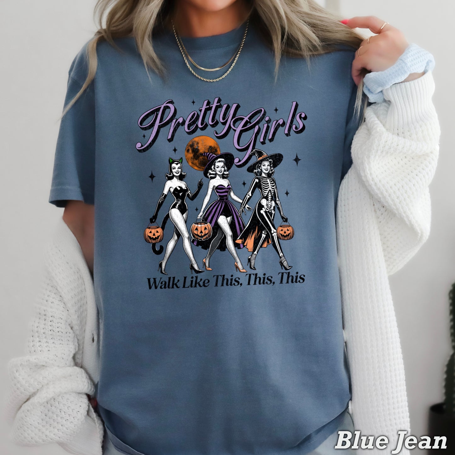 Pretty Girls Halloween Comfort Color Graphic Tee