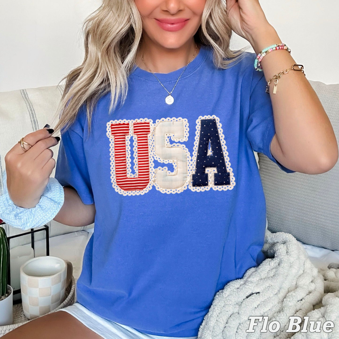 USA Faux Lace Trim DTF Transfer