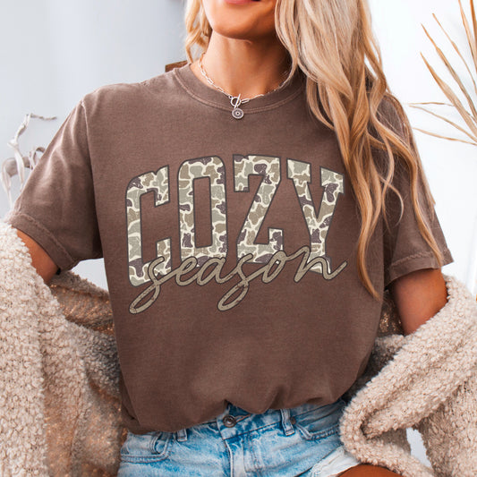 Camo Cozy Season Comfort Color Graphic Tee