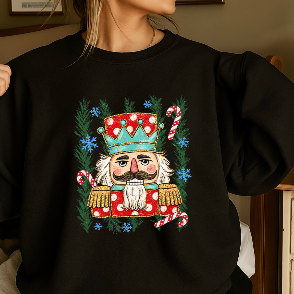 Preppy Nutcracker Christmas Crewneck Sweatshirt
