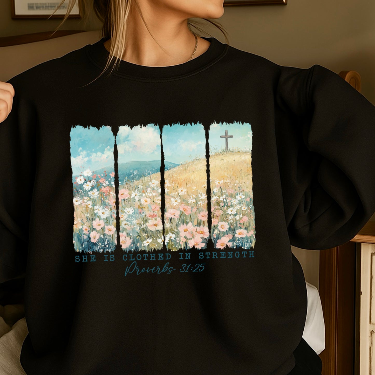 She Is Clothed Christian Crewneck Sweatshirt