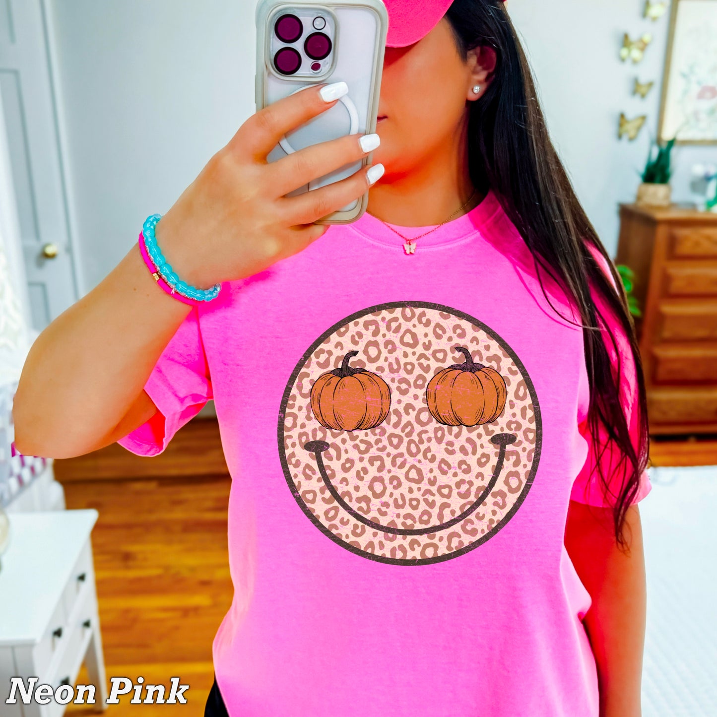 Leopard Pumpkin Face Comfort Color Graphic Tee
