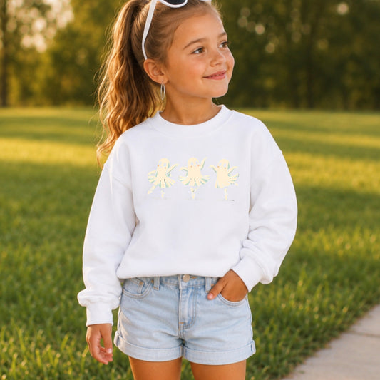Ballerina Dancing Ghost Halloween Youth Crewneck Sweatshirt