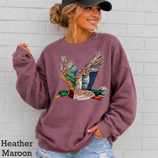 Faux Rhinestone Mallard Duck Crewneck Sweatshirt