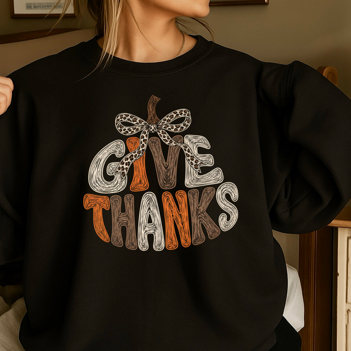 Give Thanks Thanksgiving Crewneck Sweatshirt