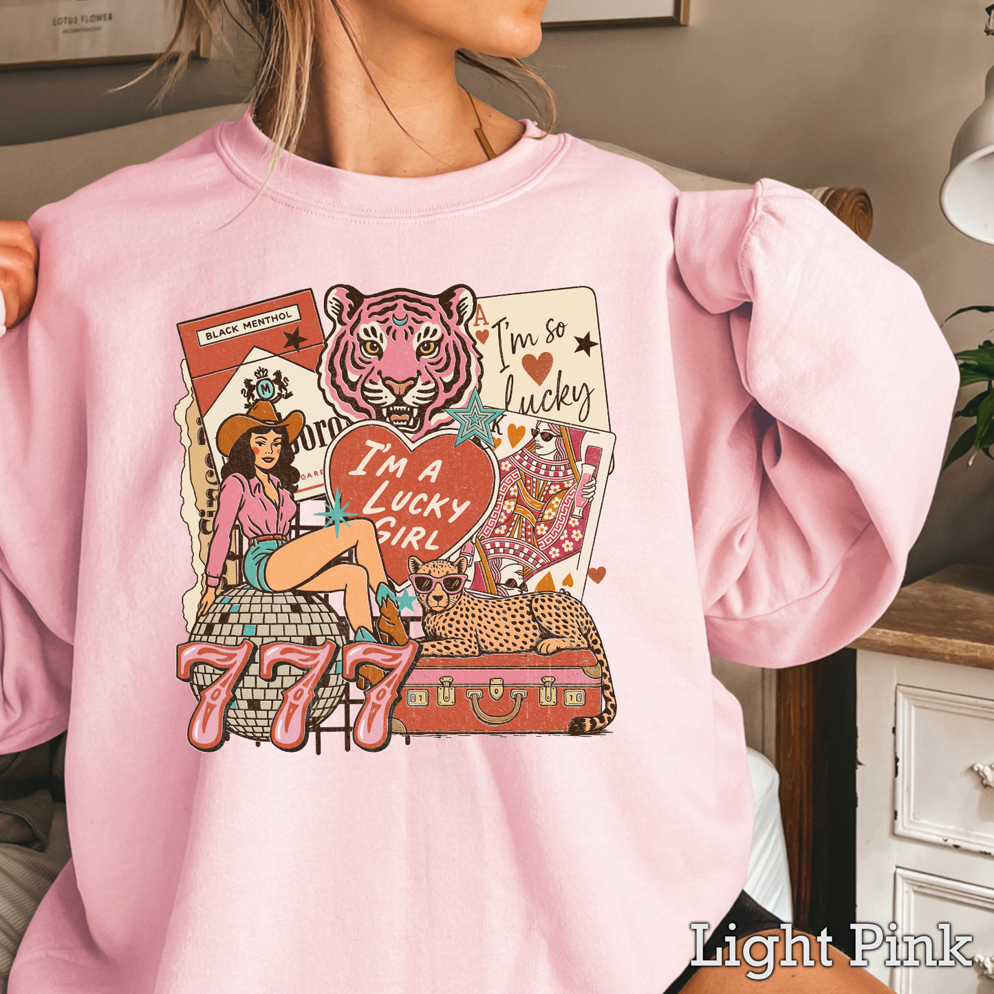 Lucky Girl Graphic Crewneck Sweatshirt