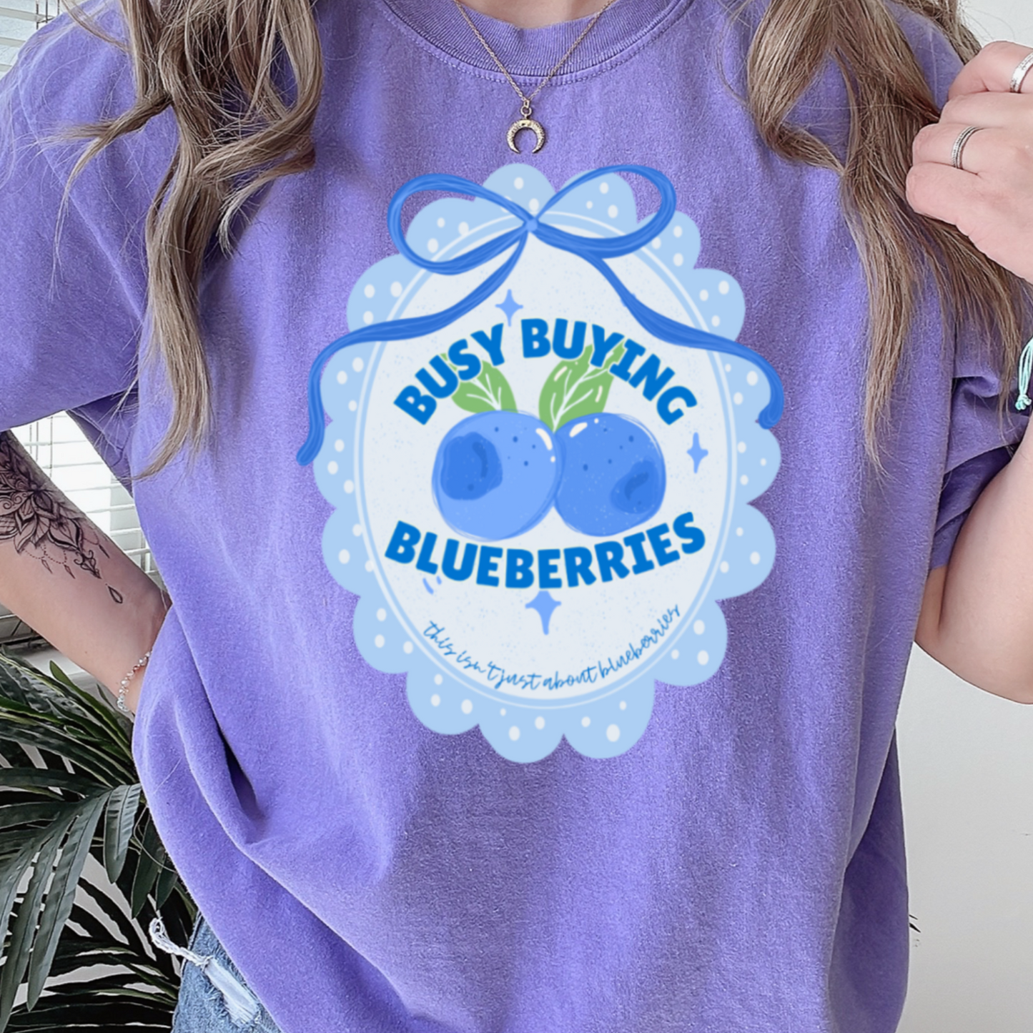 Busy Buying Blueberries Comfort Color Graphic Tee