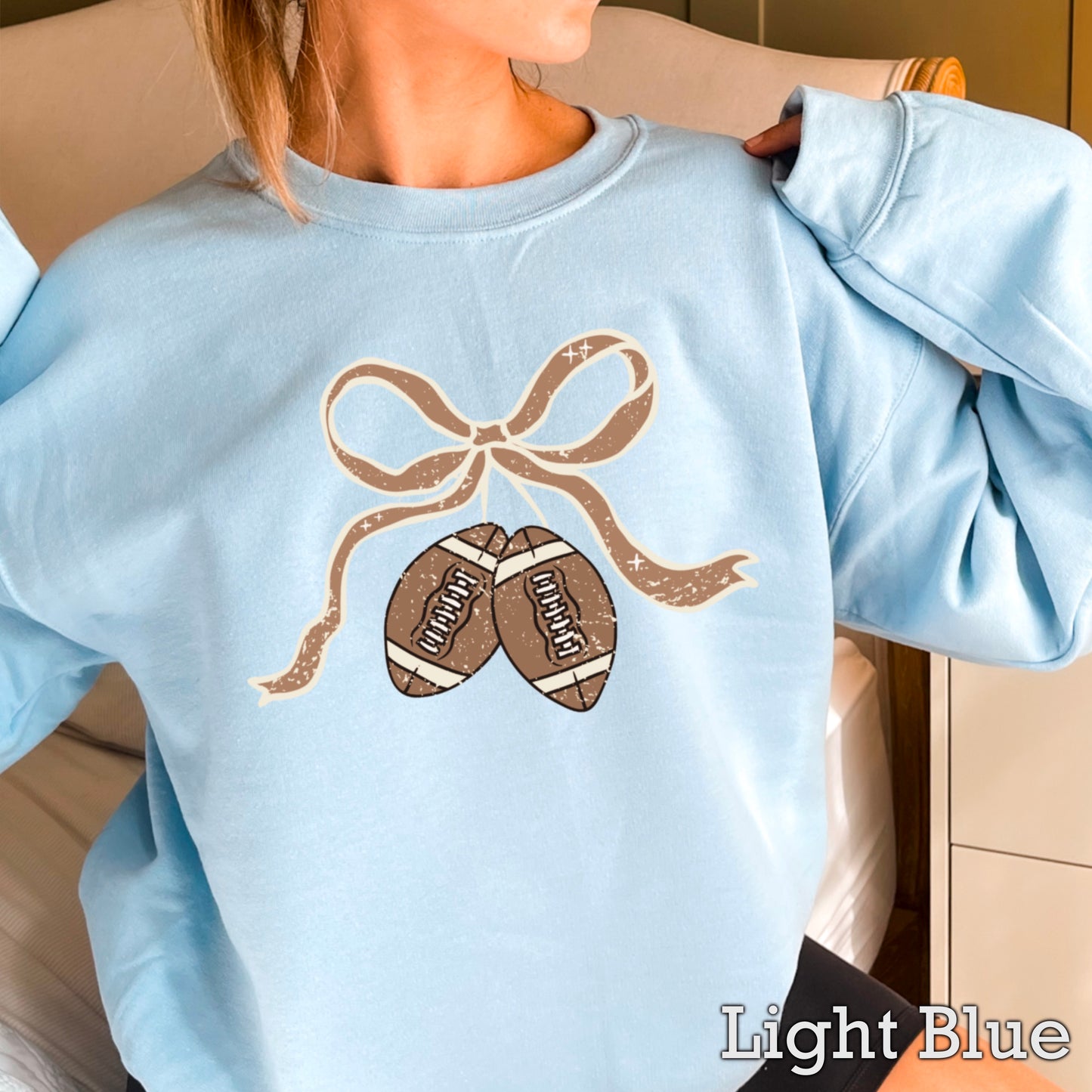 Coquette Football Game Day Bow Crewneck Sweatshirt