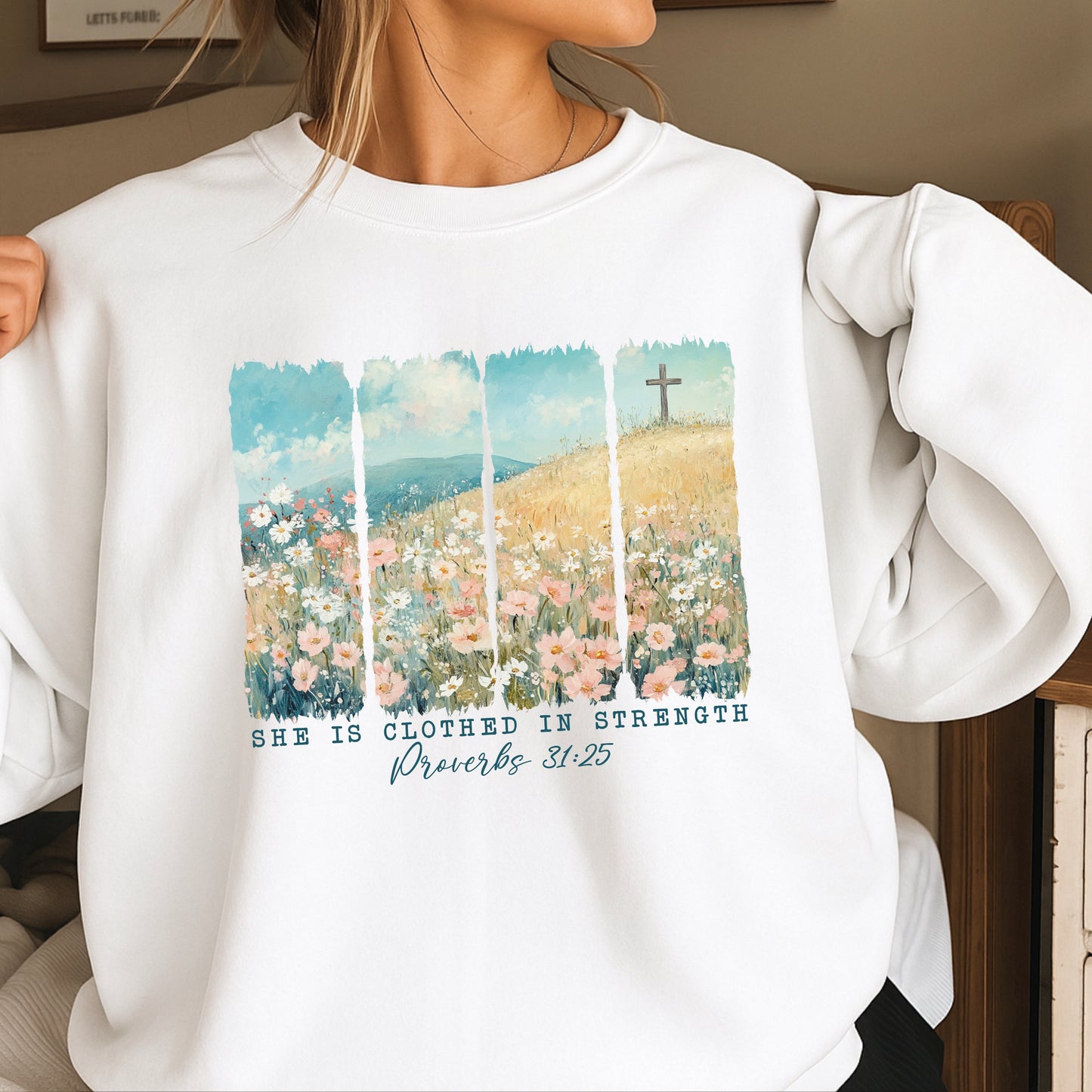 She Is Clothed In Strength Christian DTF Transfer