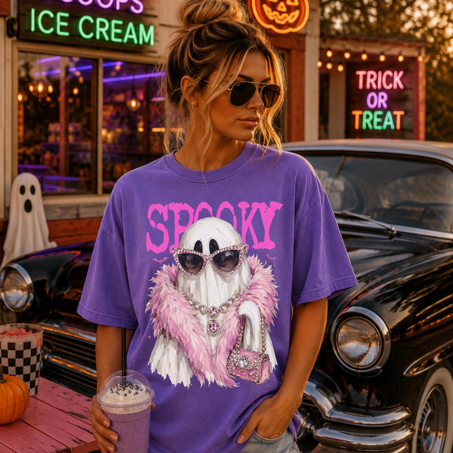 Glam Ghost Halloween DTF Transfer