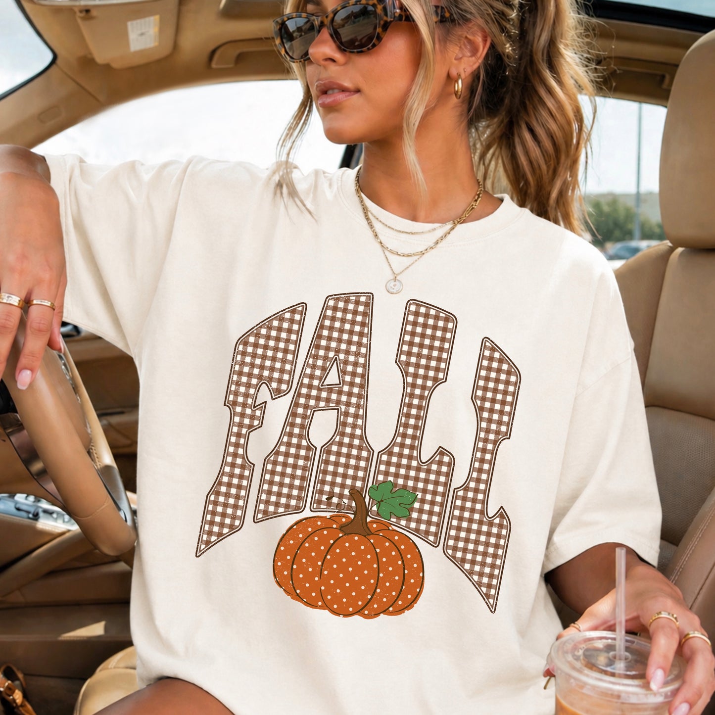 Fall Gingham Pumpkin DTF Transfer
