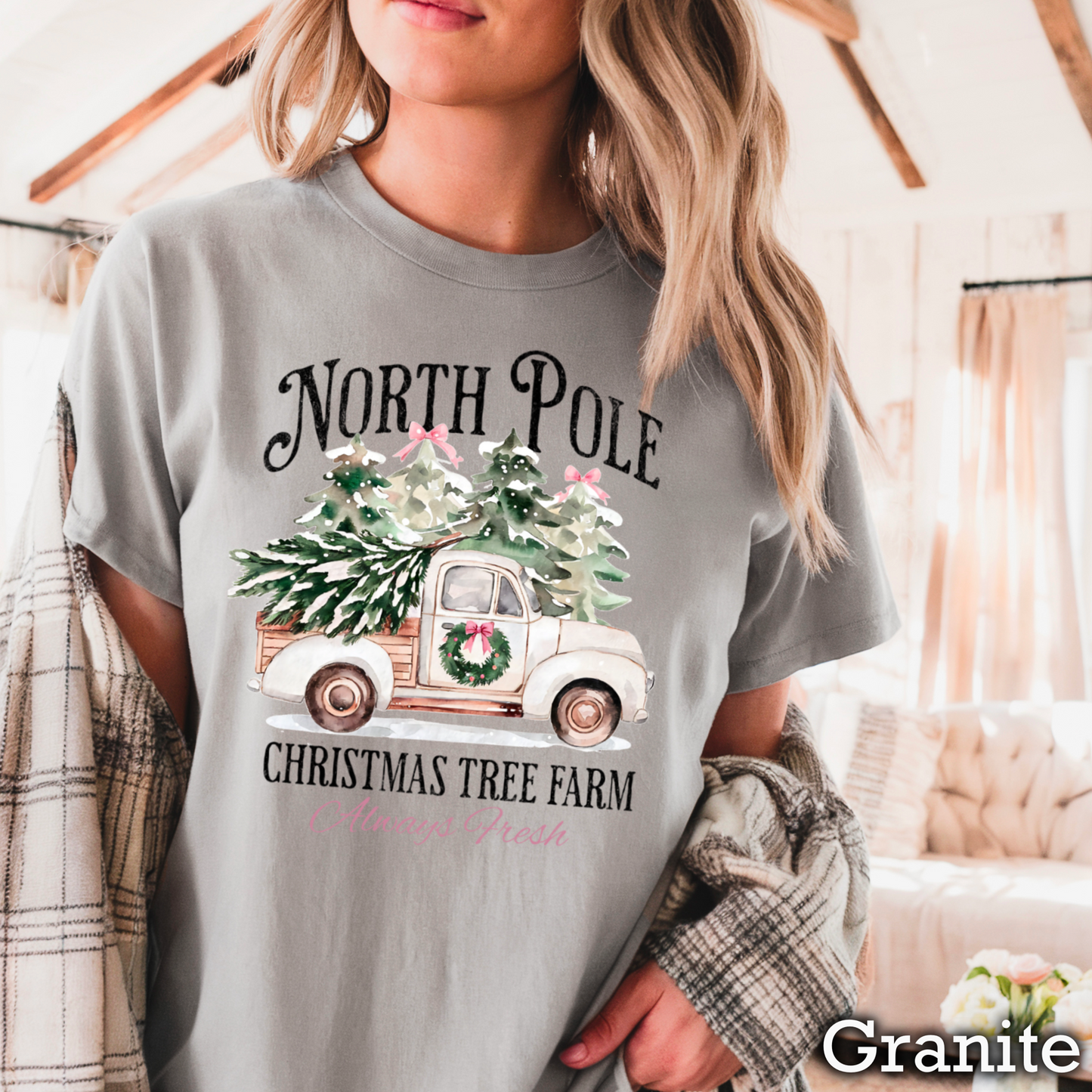 North Pole Christmas Tree Farm Comfort Color Graphic Tee