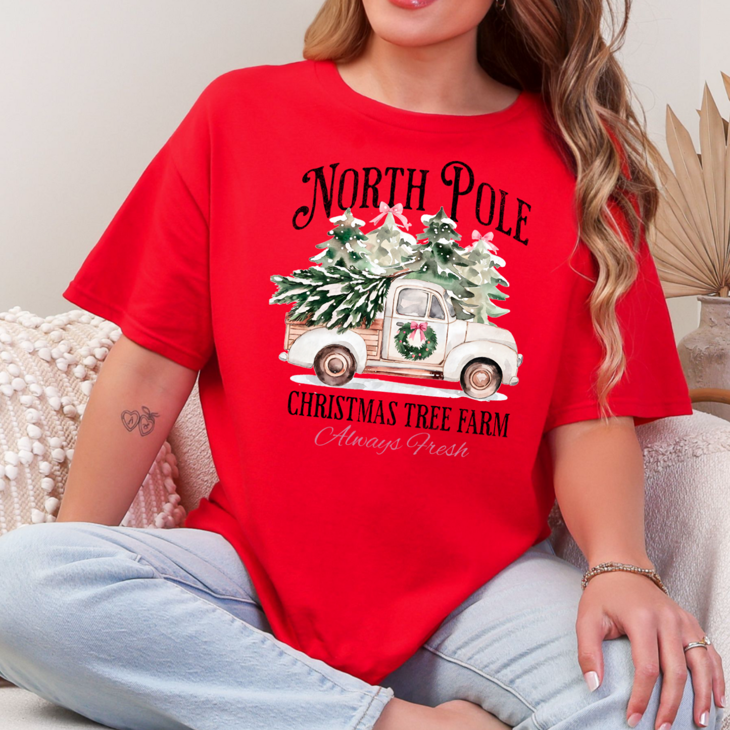 North Pole Christmas Tree Farm Comfort Color Graphic Tee