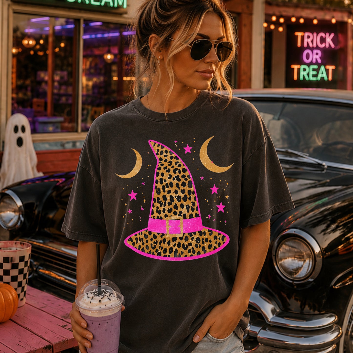 Leopard Witches Hat Halloween DTF Transfer