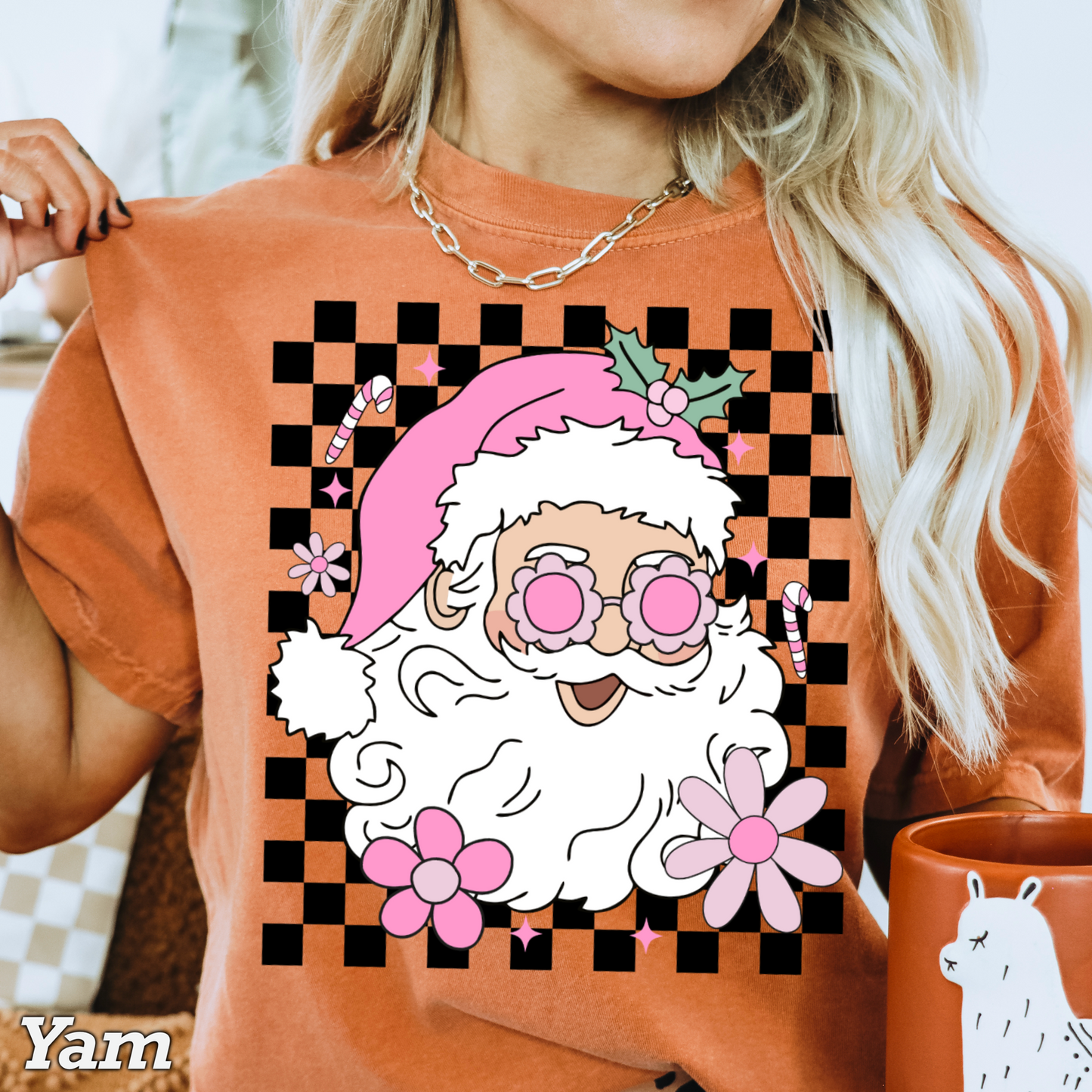 Checkered Groovy Santa Comfort Color Graphic Tee