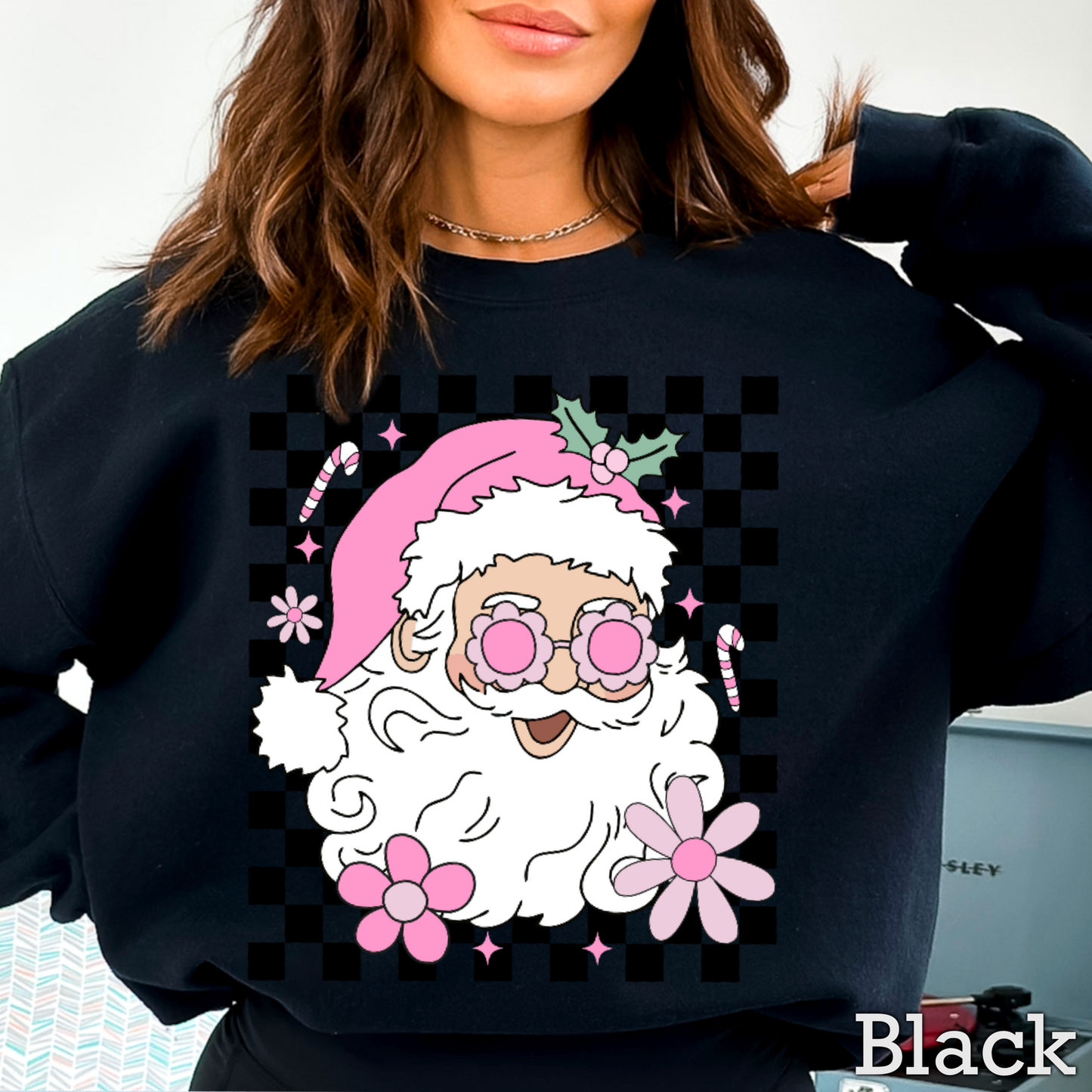 Checkered Groovy Santa Crewneck Sweatshirt