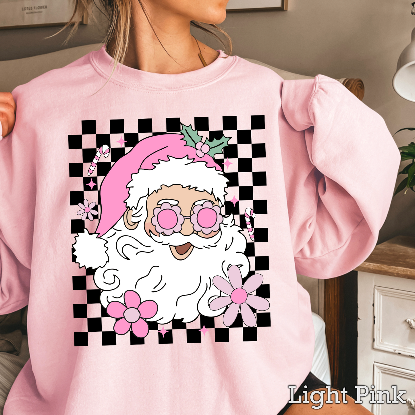 Checkered Groovy Santa Crewneck Sweatshirt