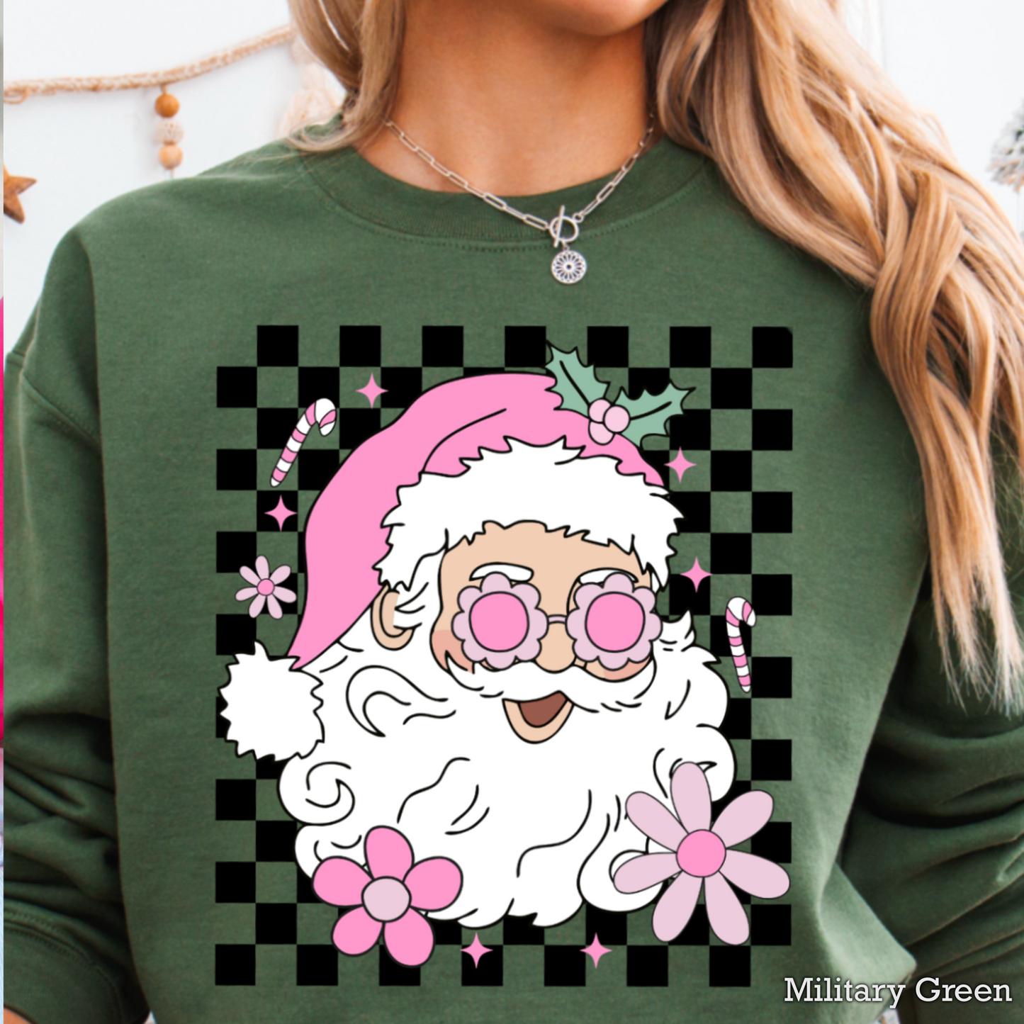 Checkered Groovy Santa Crewneck Sweatshirt