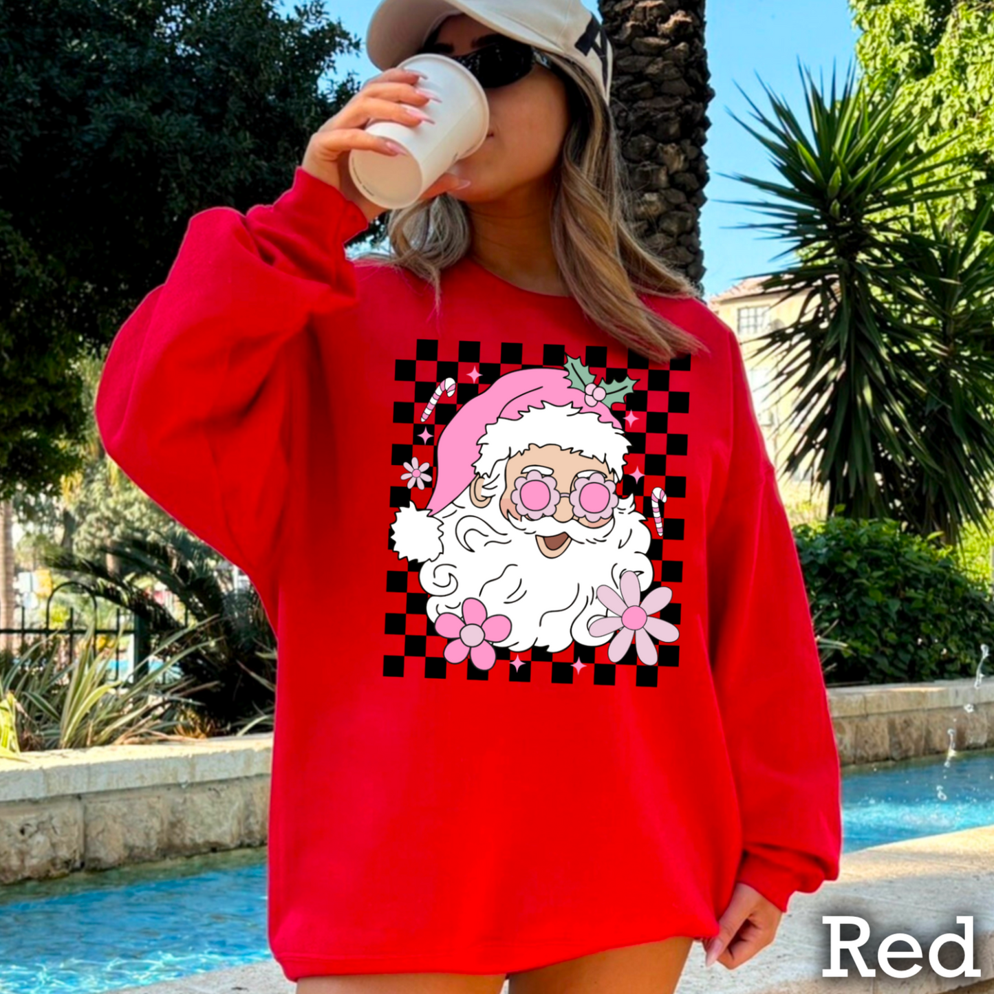 Checkered Groovy Santa Crewneck Sweatshirt