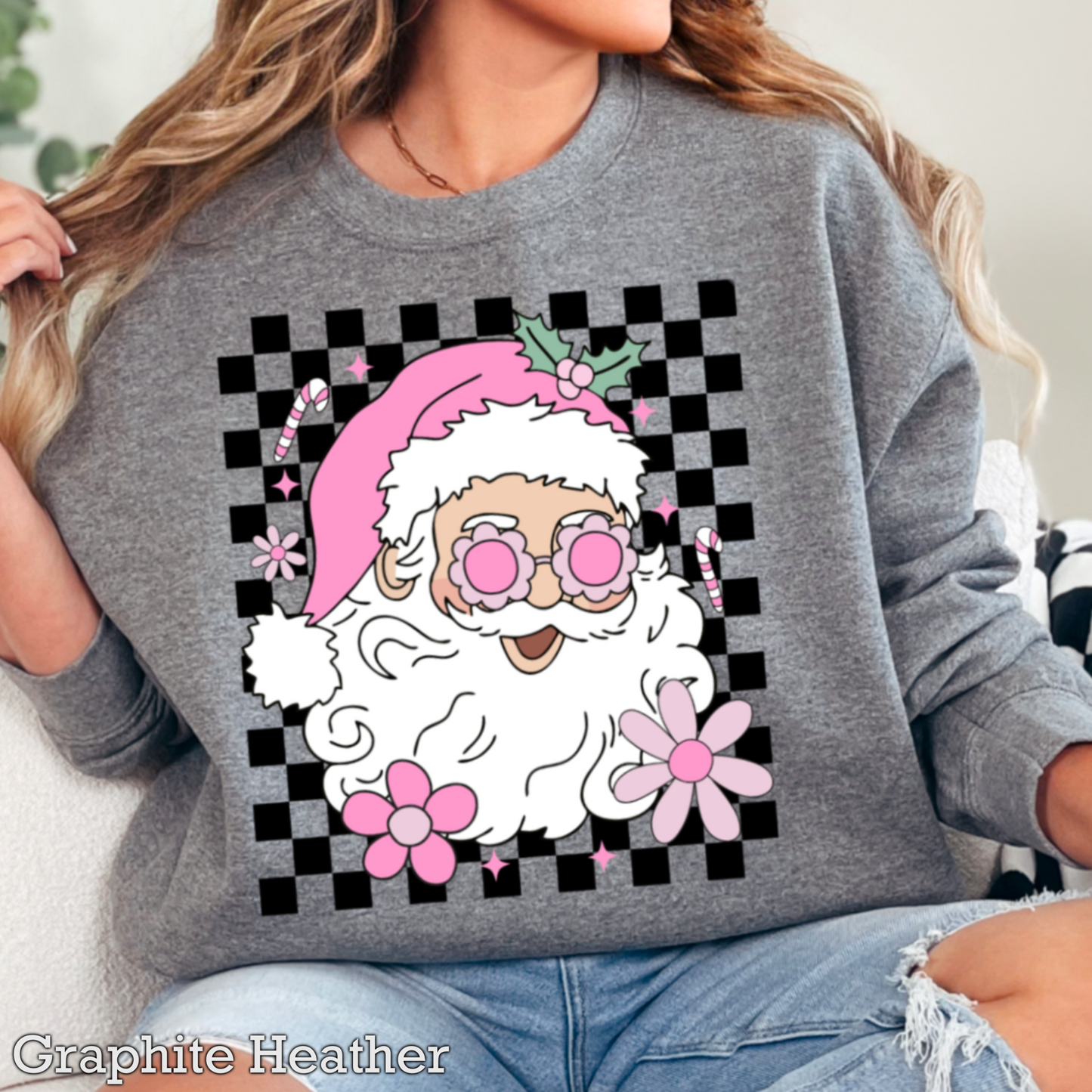 Checkered Groovy Santa Crewneck Sweatshirt