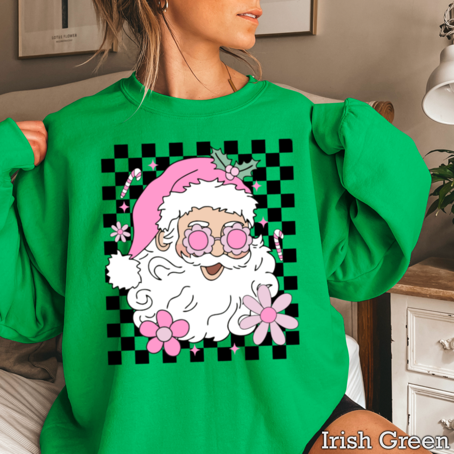 Checkered Groovy Santa Crewneck Sweatshirt