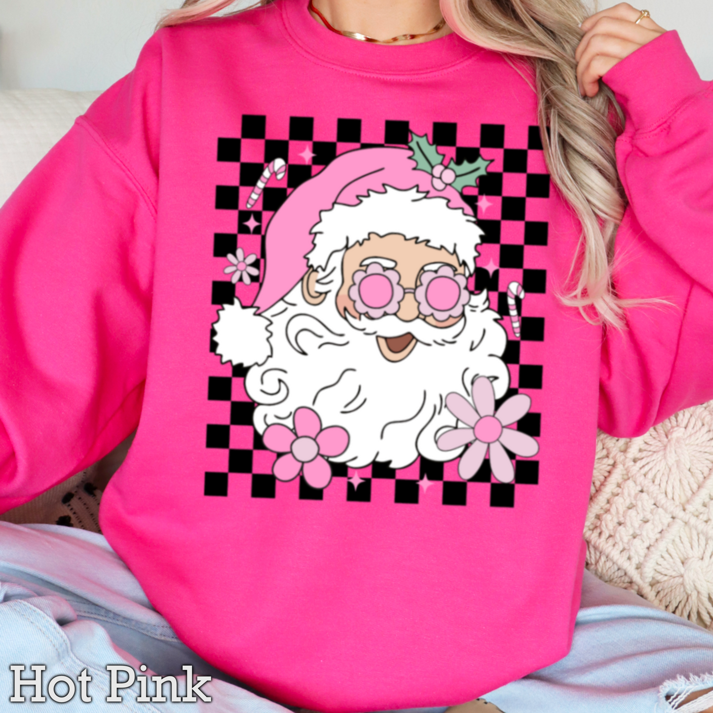 Checkered Groovy Santa Crewneck Sweatshirt