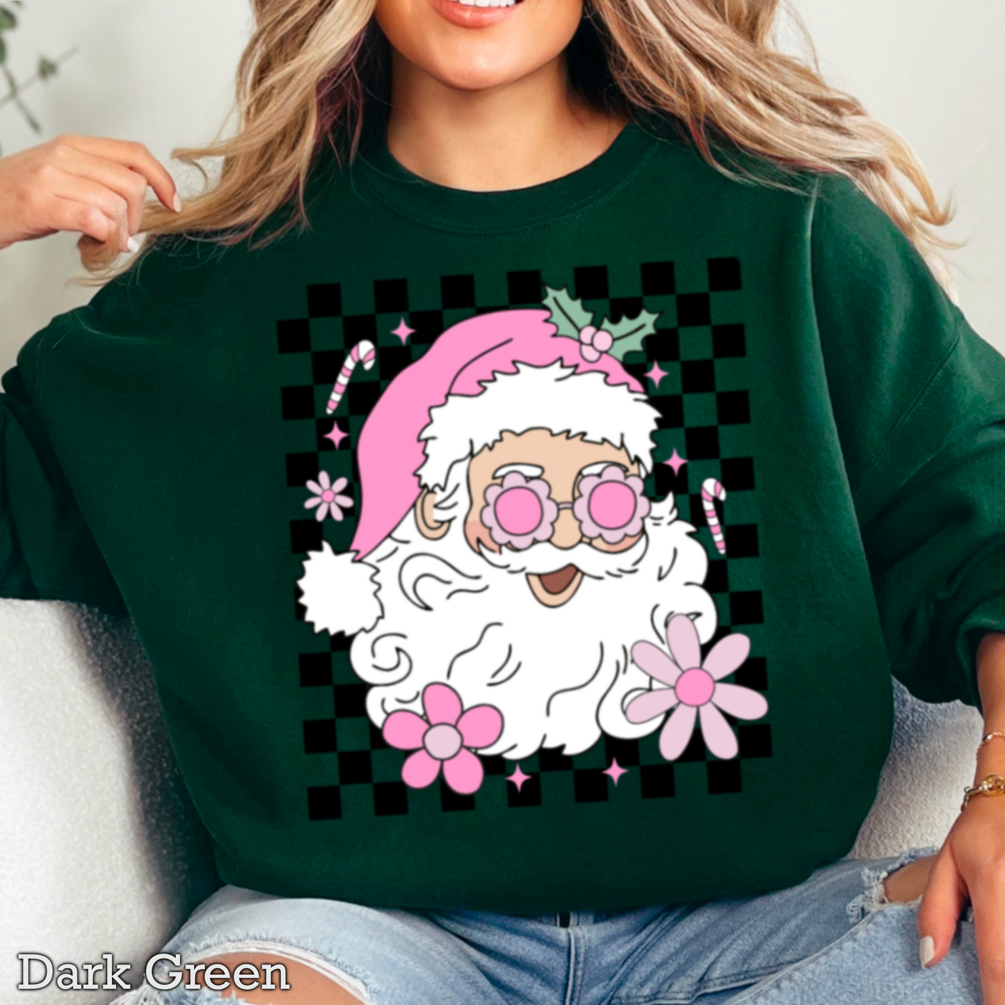 Checkered Groovy Santa Crewneck Sweatshirt