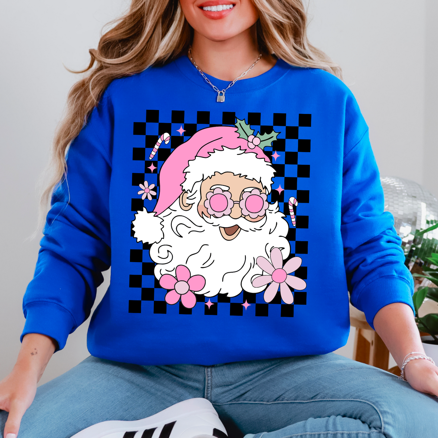 Checkered Groovy Santa Crewneck Sweatshirt