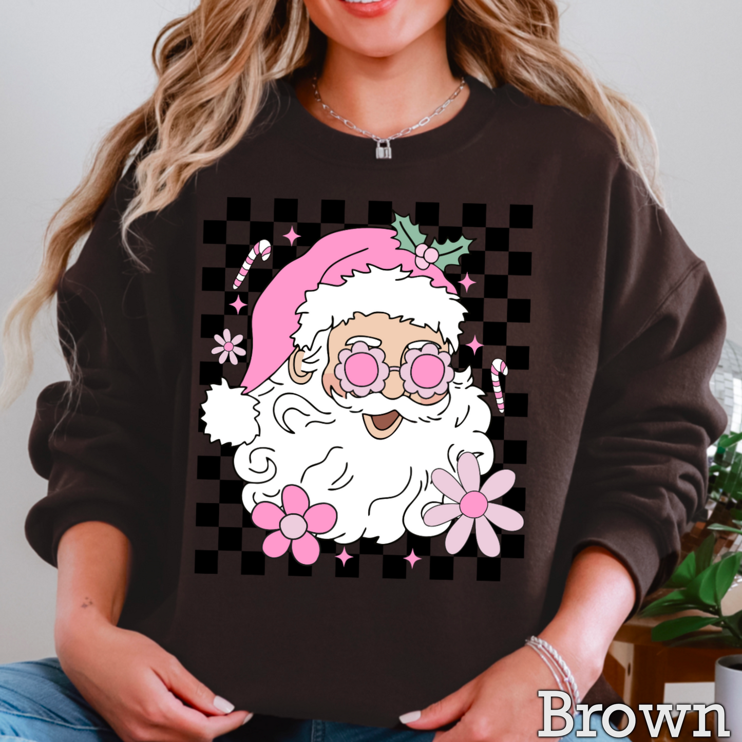 Checkered Groovy Santa Crewneck Sweatshirt