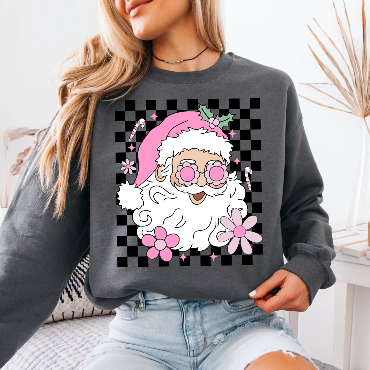 Checkered Groovy Santa Crewneck Sweatshirt