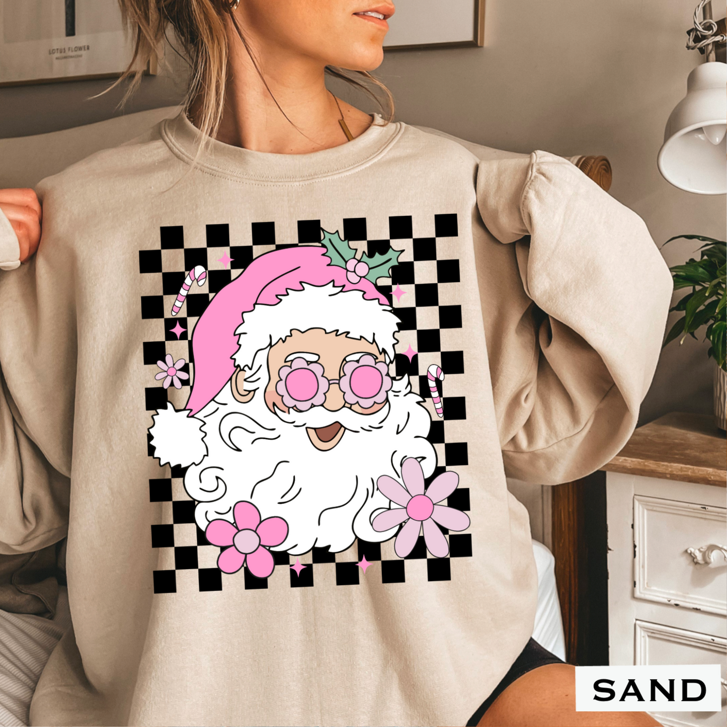 Checkered Groovy Santa Crewneck Sweatshirt