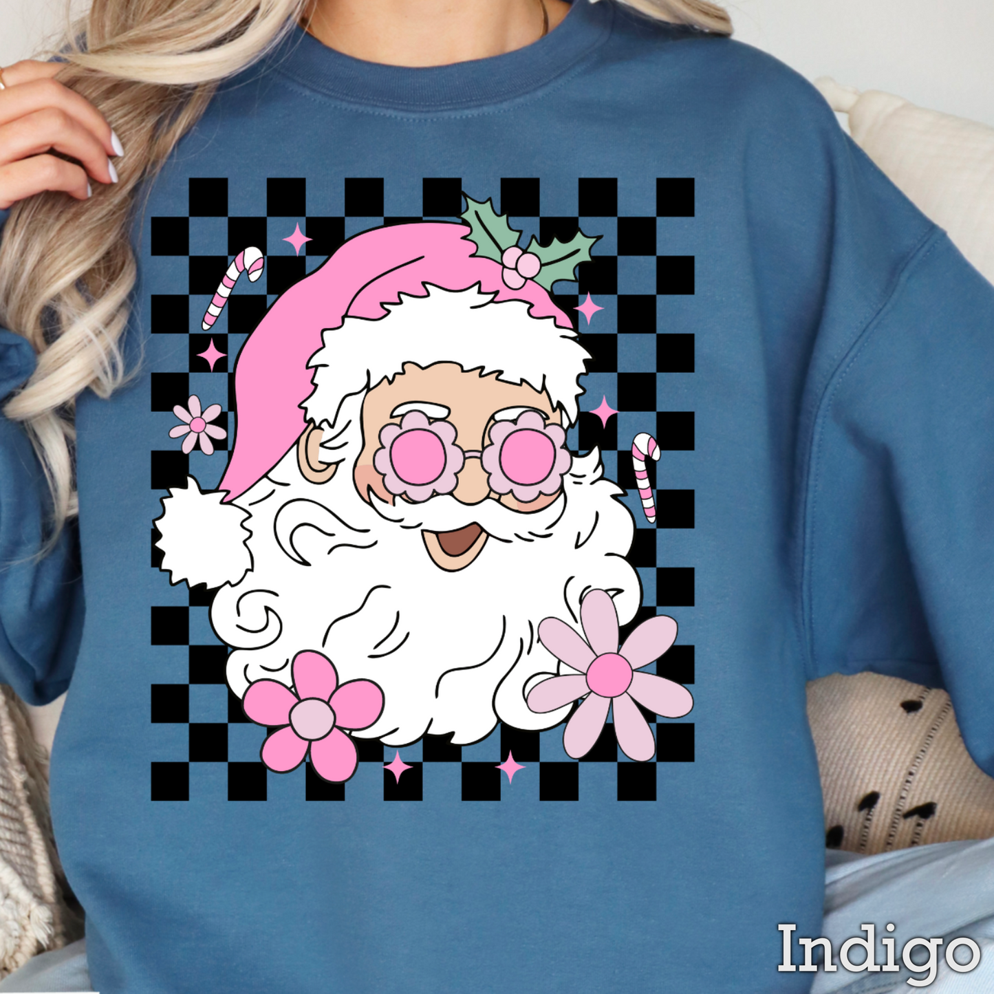 Checkered Groovy Santa Crewneck Sweatshirt