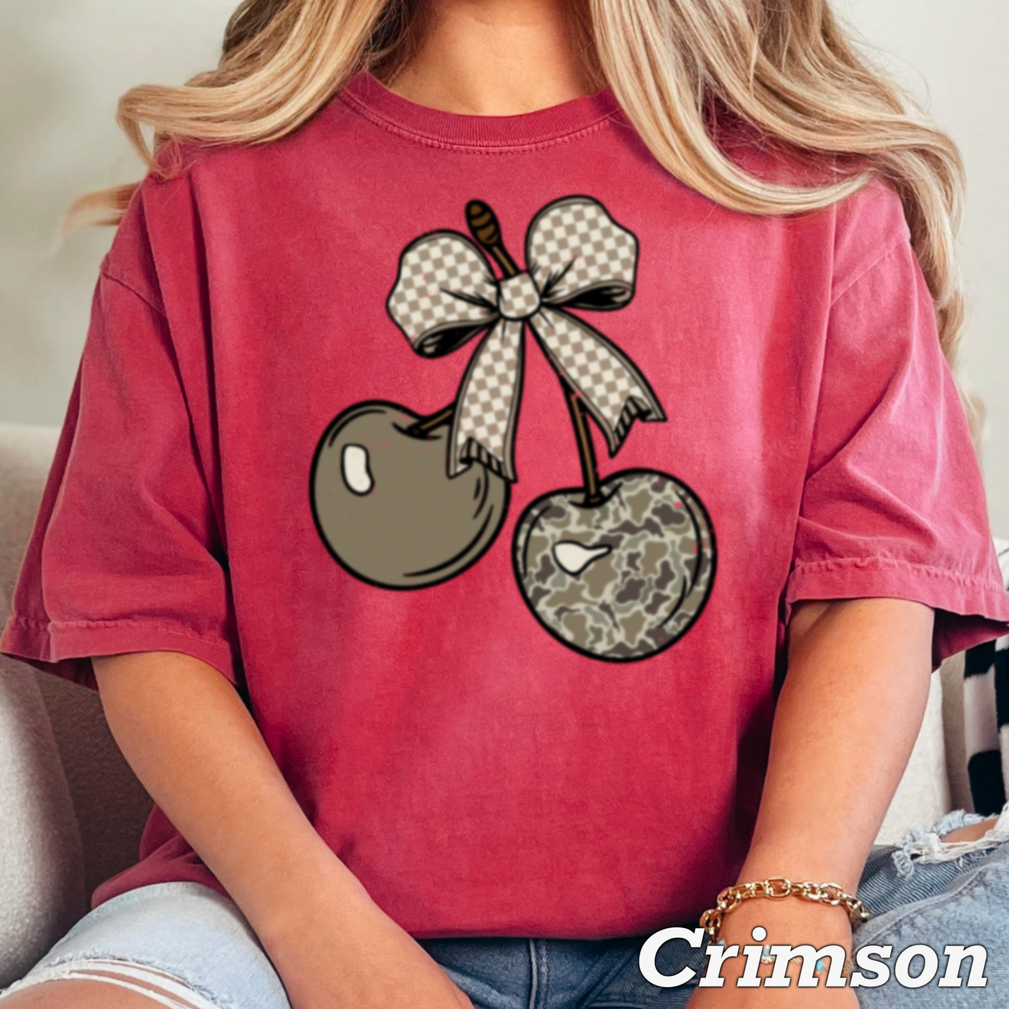 Camo Cherries Comfort Color Graphic Tee
