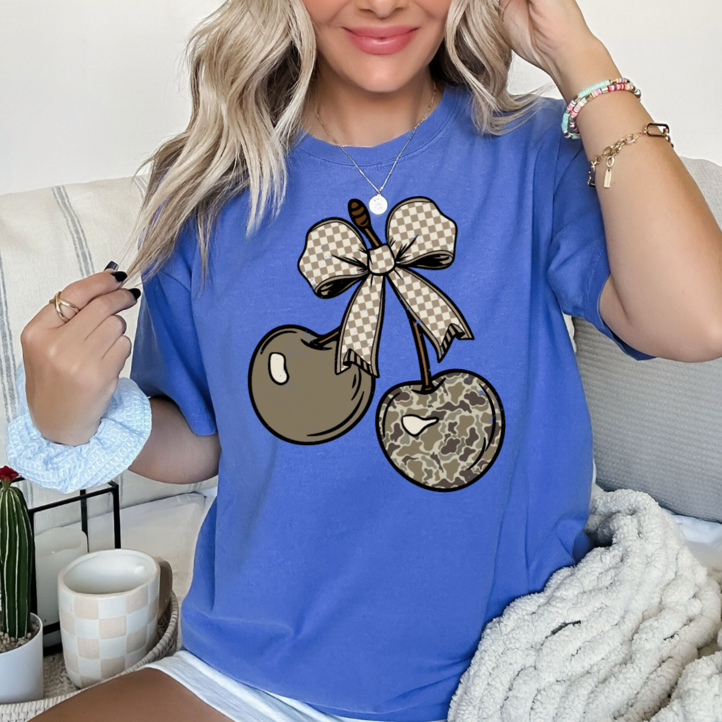 Camo Cherries Comfort Color Graphic Tee