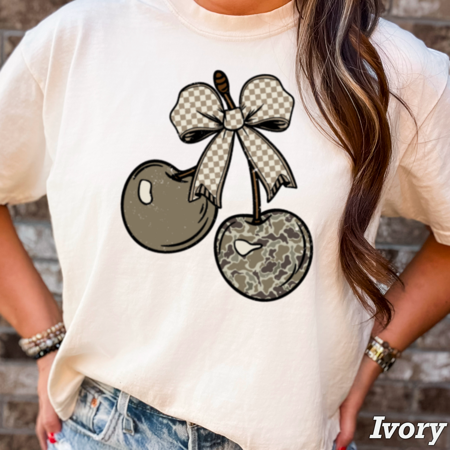 Camo Cherries Comfort Color Graphic Tee